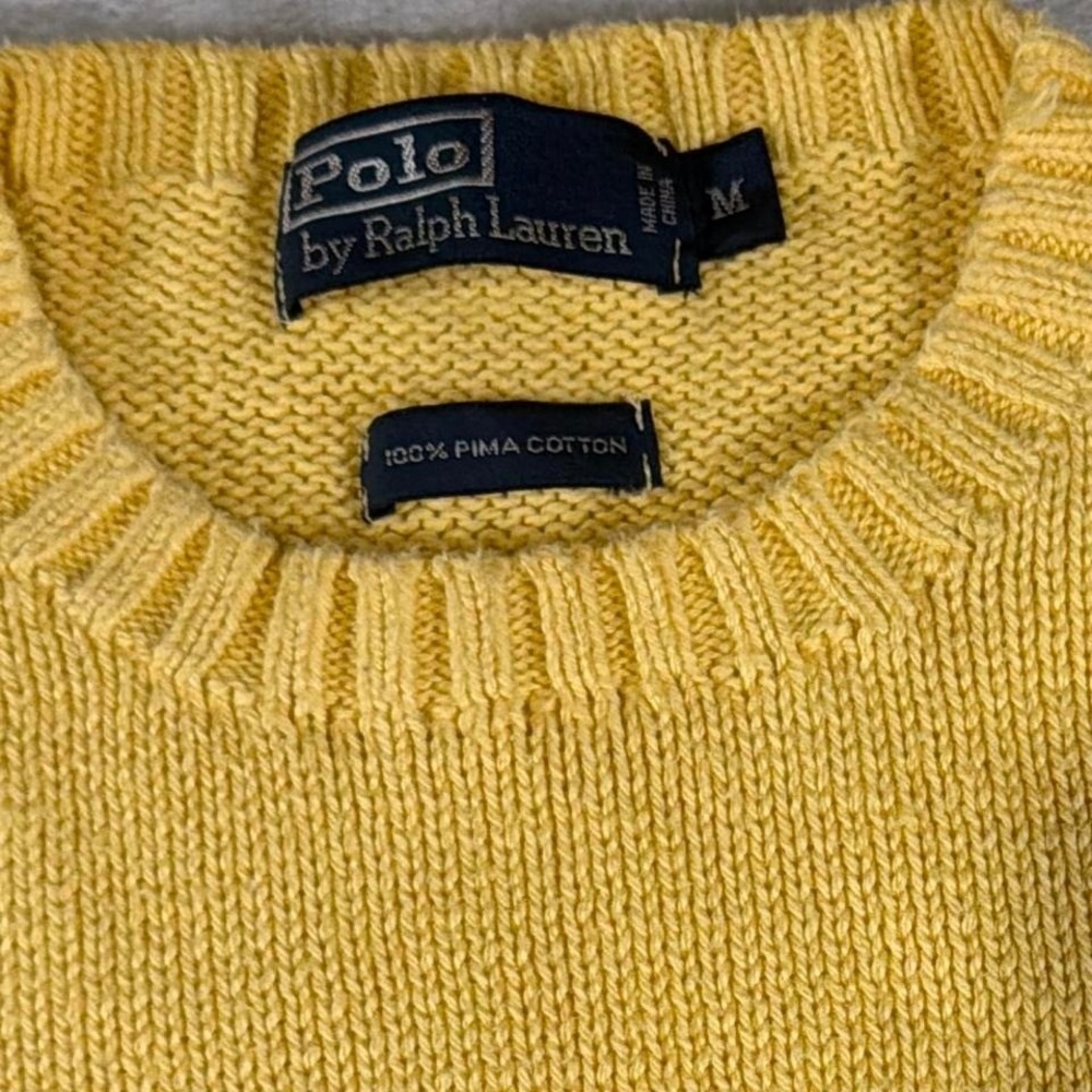 Y2K Vintage Polo Ralph Lauren Soft Pima Cotton Sweater | Pastel‎ Yellow | M - Picture 3 of 6